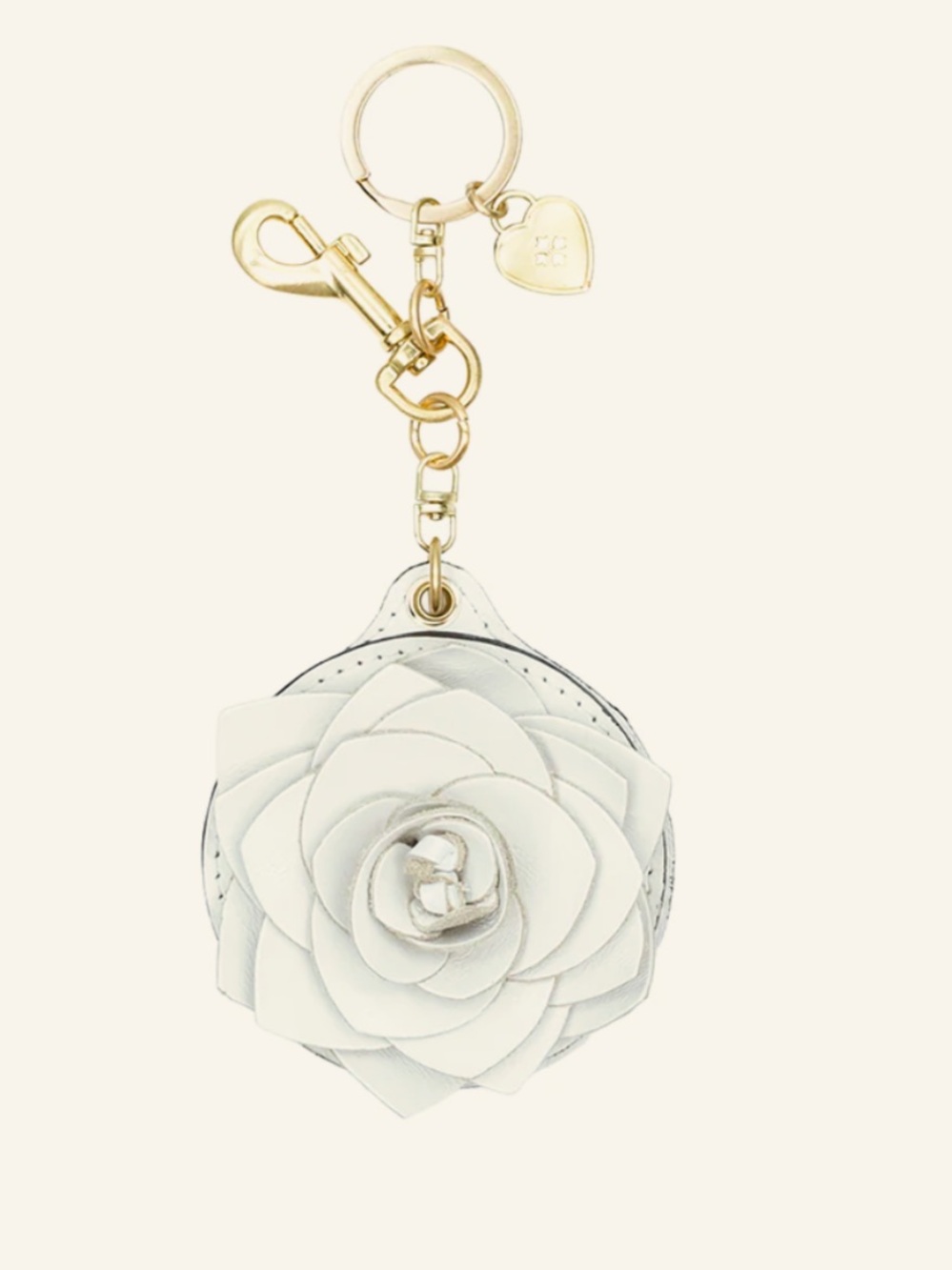 Patricia Nash Leather Floral Rose Mirror Bag Charm Keychain, NWT